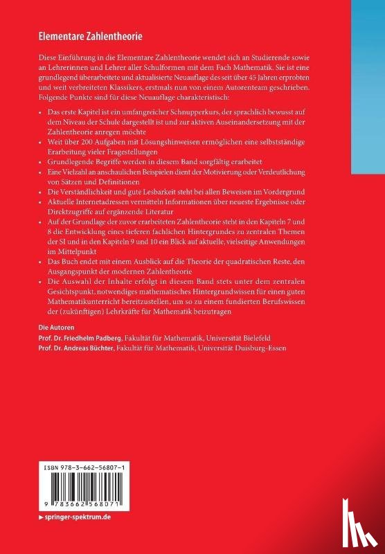 Padberg, Friedhelm, Buchter, Andreas - Elementare Zahlentheorie