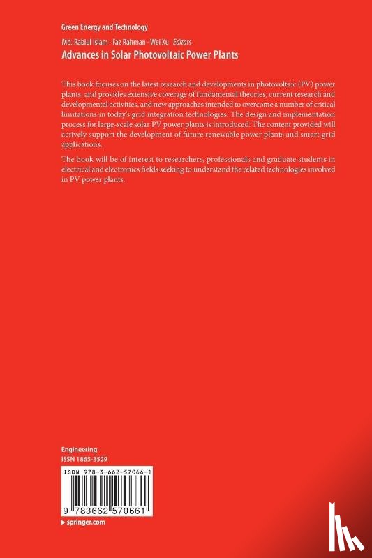  - Advances in Solar Photovoltaic Power Plants