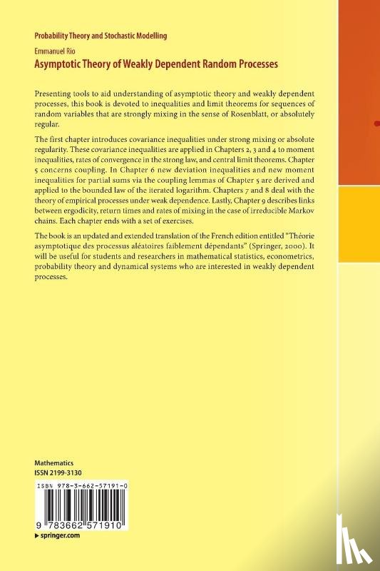 Rio, Emmanuel - Asymptotic Theory of Weakly Dependent Random Processes
