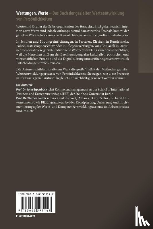 Erpenbeck, John, Sauter, Werner - Wertungen, Werte – Das Buch der gezielten Werteentwicklung von Personlichkeiten