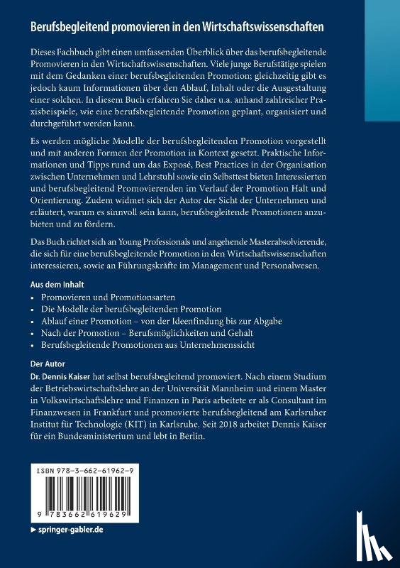 Kaiser, Dennis - Berufsbegleitend Promovieren in Den Wirtschaftswissenschaften