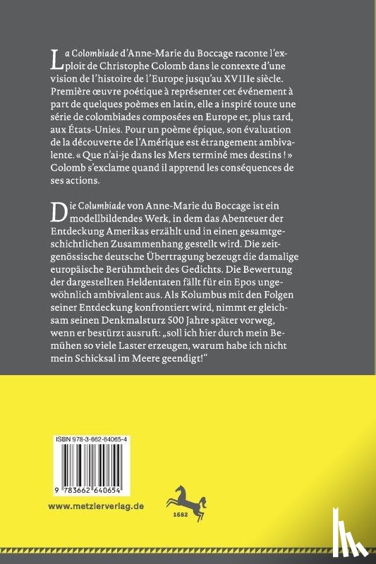 Boccage, Anne-Marie du - Anne-Marie du Boccage: La Colombiade (1756) – Die Columbiade (1762)