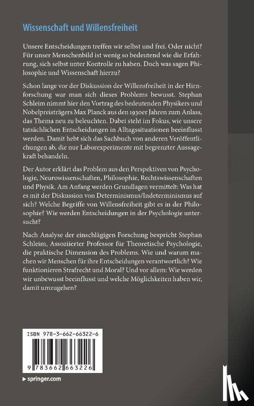 Schleim, Stephan - Wissenschaft und Willensfreiheit