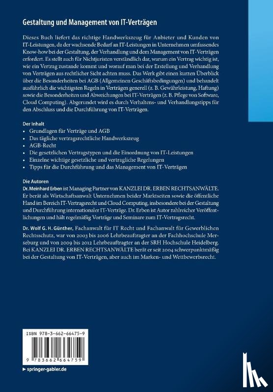 Erben, Meinhard, Gunther, Wolf G. H. - Gestaltung und Management von IT-Vertragen
