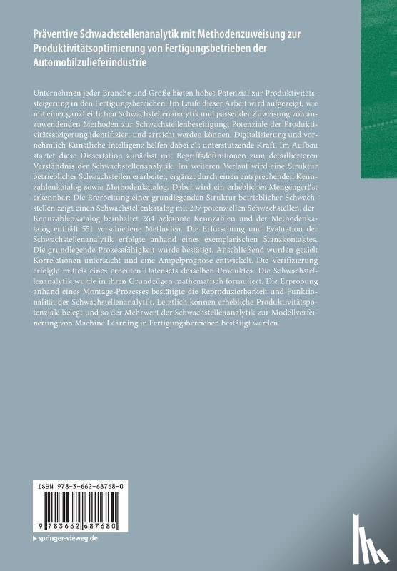 Schweiger, Jessica - Praventive Schwachstellenanalytik mit Methodenzuweisung zur Produktivitatsoptimierung von Fertigungsbetrieben der Automobilzulieferindustrie