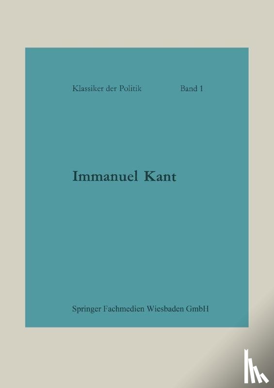 Otto Heinrich Von Der Gablentz - Immanuel Kant