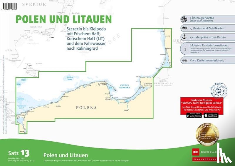  - Sportbootkarten Satz 13: Polen und Litauen (Ausgabe 2024/2025)