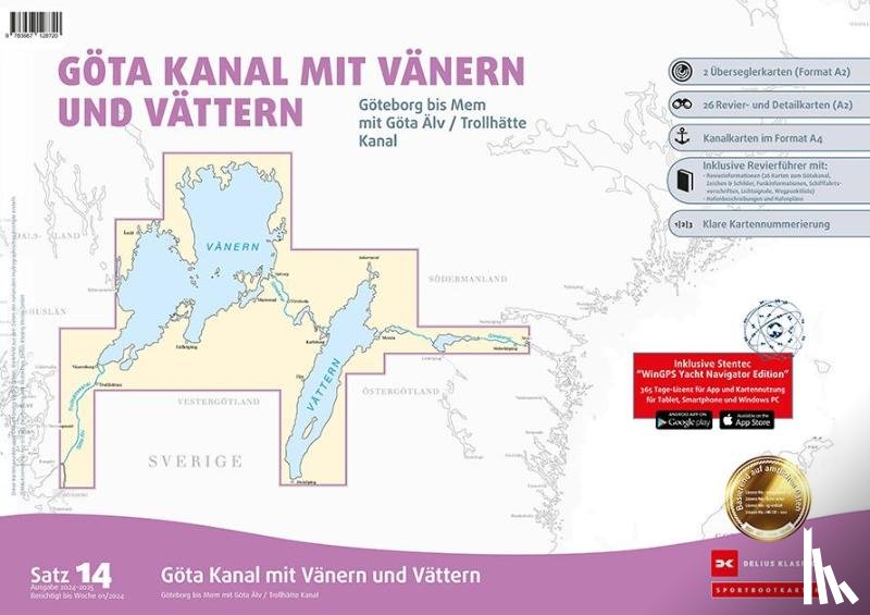  - Sportbootkarten Satz 14: Göta Kanal mit Vänern und Vättern (Ausgabe 2024/2025)