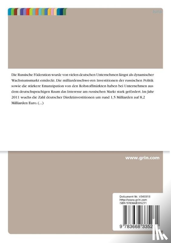 Hellweger, Frank - Rechtliche Rahmenbedingungen für ausländische Direktinvestitionen in Russland