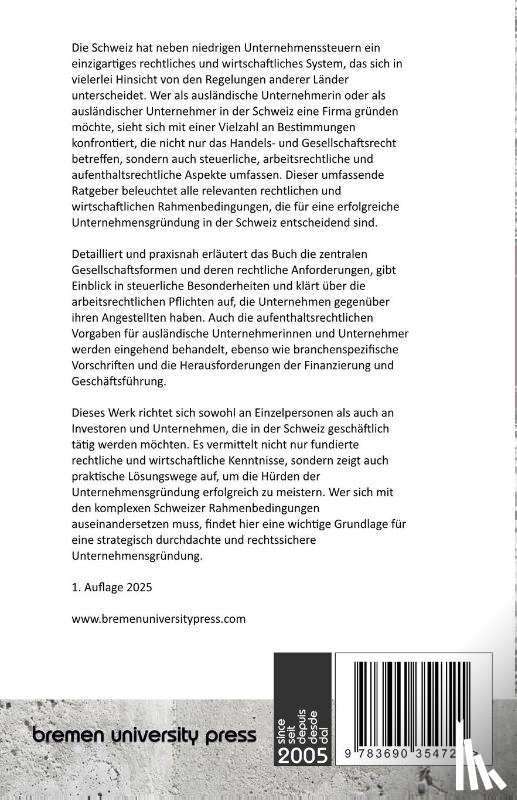 Schmid, Thomas - Unternehmensgründung in der Schweiz durch ausländische Staatsangehörige