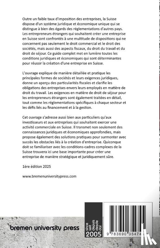 Schmid, Thomas - Création d'entreprise en Suisse par des ressortissants étrangers