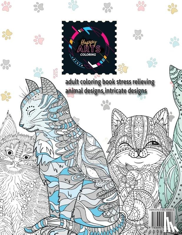 Coloring, Happy Arts - Animal coloring books INCREDIBLE CATS coloring books for adults.