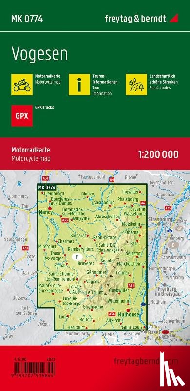 Freytag Berndt - Vogesen, Motorcycle map 1:200.000