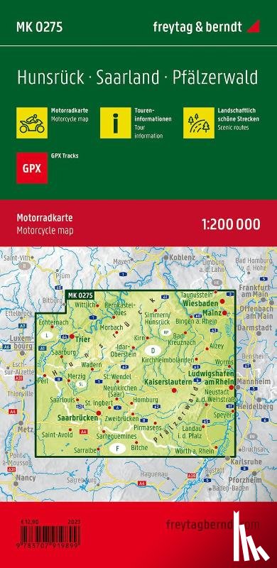Freytag Berndt - Hunsruck - Saarland - Pfalzerwald, MotorCycle map 1:200 000