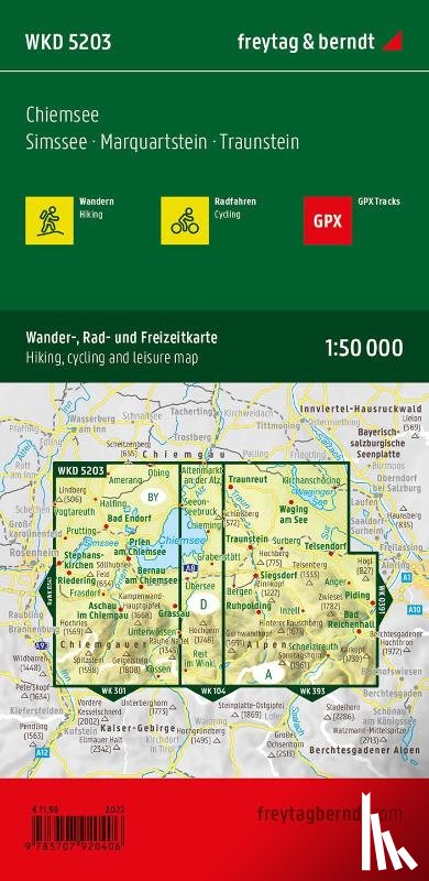  - Chiemsee, hiking, cycling and leisure map 1:50,000, freytag & berndt, WKD 5203, with info guide