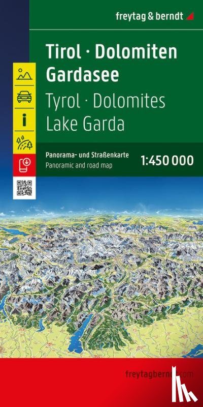  - Tyrol - Dolomites - Lake Garda Panoramic and Road Map