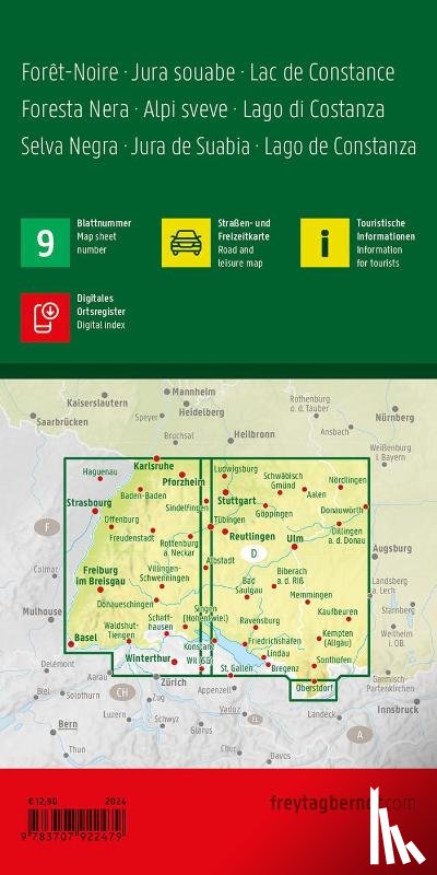  - Black Forest - Swabian Jura - Lake Constance Road and Leisure Map