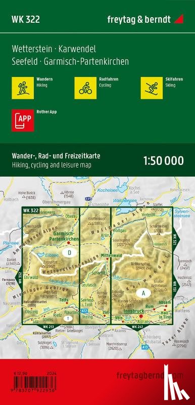 Freytag Berndt - Wetterstein - Karwendel, hiking, cycling and leisure map 1:50,000