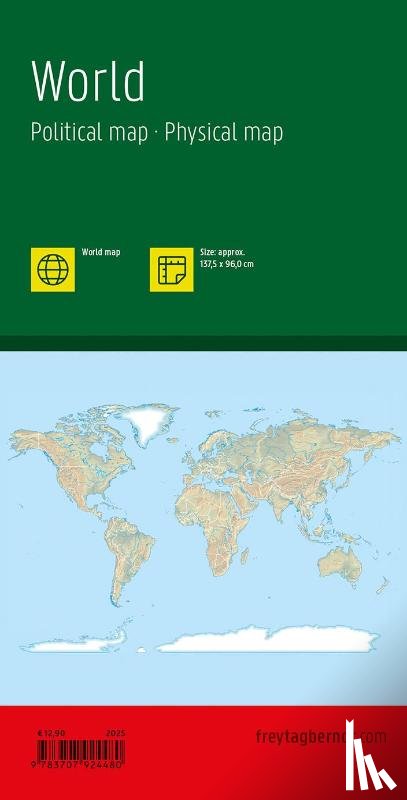  - World Map, Political - Physical, English, folded Map