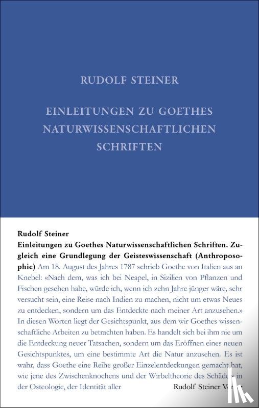 Steiner, Rudolf - Einleitungen zu Goethes Naturwissenschaftlichen Schriften