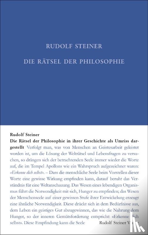 Steiner, Rudolf - Die Rätsel der Philosophie in ihrer Geschichte als Umriss dargestellt