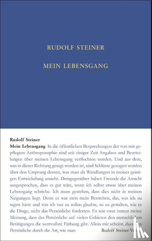 Steiner, Rudolf - Mein Lebensgang