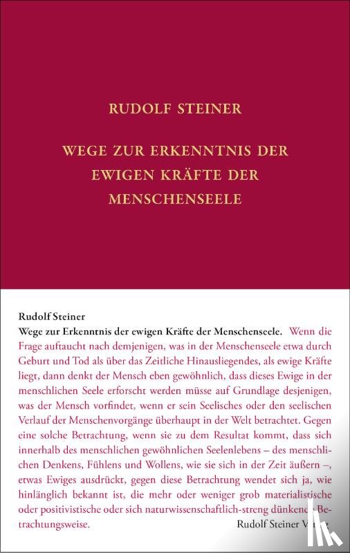 Steiner, Rudolf - Wege zur Erkenntnis der ewigen Kräfte der Menschenseele