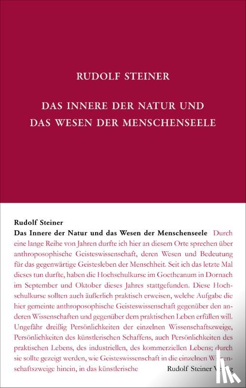 Steiner, Rudolf - Das Innere der Natur und das Wesen der Menschenseele