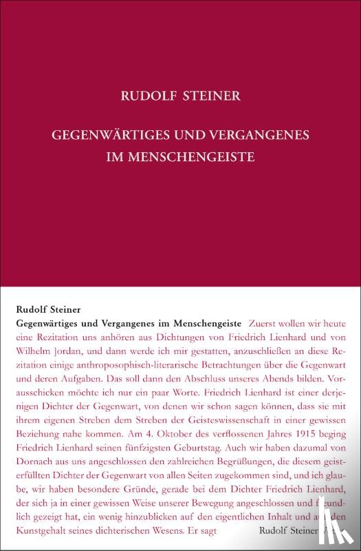 Steiner, Rudolf - Gegenwärtiges und Vergangenes im Menschengeiste