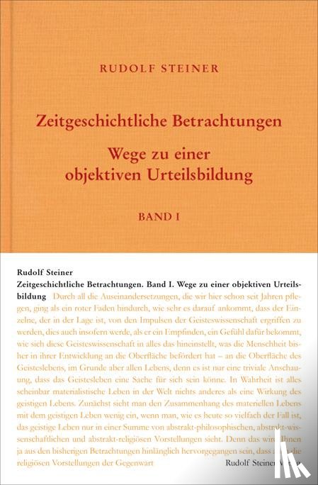 Rudolf, Steiner - Zeitgeschichtliche Betrachtungen