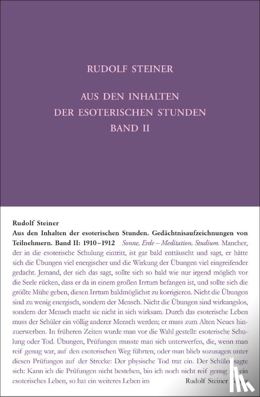 Steiner, Rudolf - Aus den Inhalten der esoterischen Stunden, Band II: 1910-1912