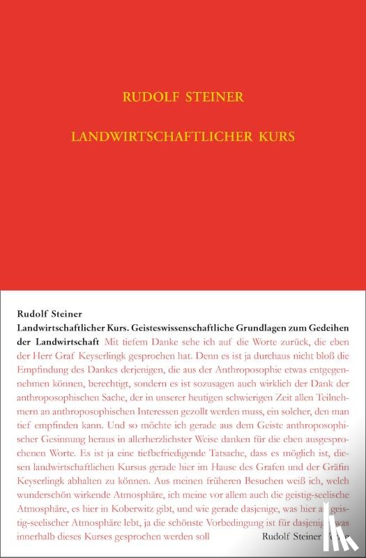 Steiner, Rudolf - Landwirtschaftlicher Kurs