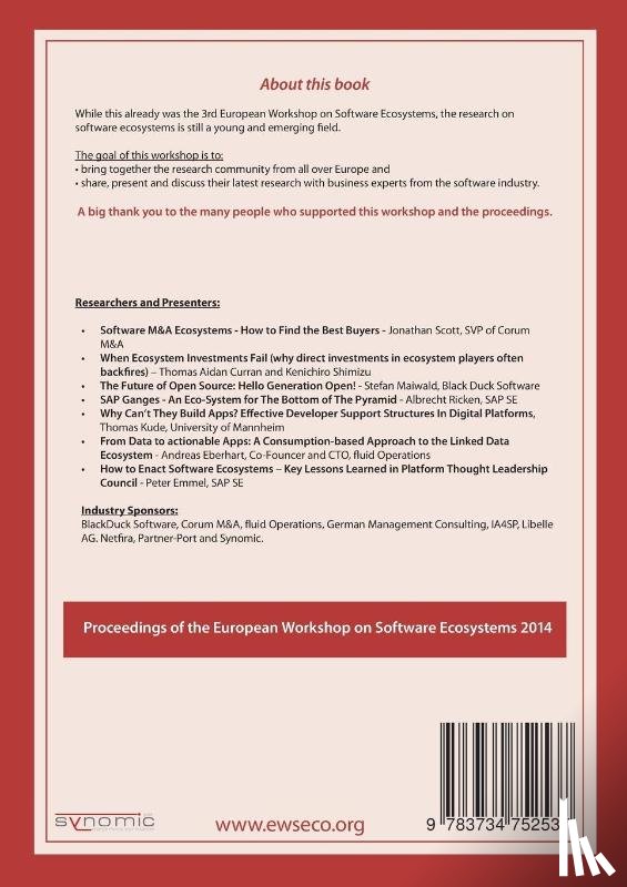  - Proceedings of the European Workshop on Software Ecosystems 2014