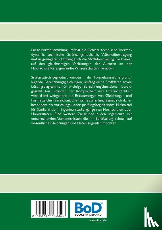 Muller, Bernhard, Finkenrath, Matthias - Formelsammlung Thermodynamik, Warme- und Stoffubertragung und Stroemungsmechanik
