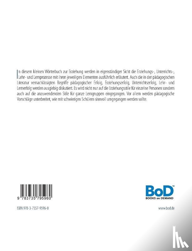 Rahn, Horst-Joachim - Kleines Woerterbuch zur Erziehung