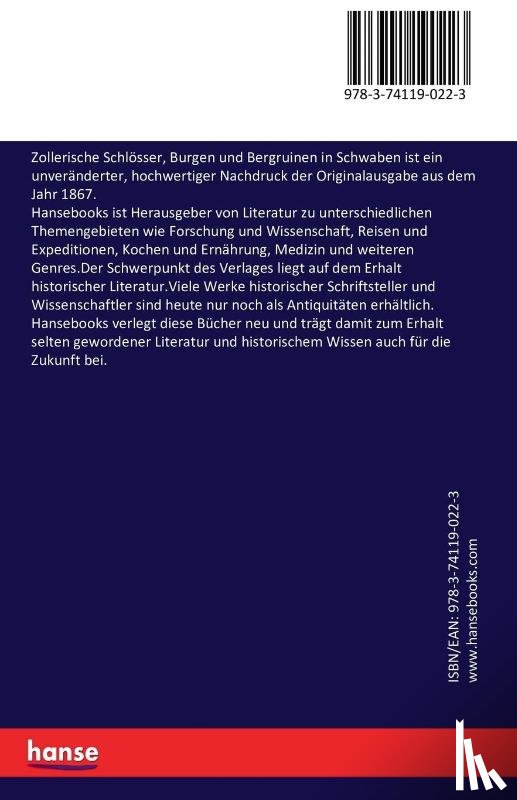 Zingeler, Karl Theodor, Buck, Georg - Zollerische Schloesser, Burgen und Bergruinen in Schwaben