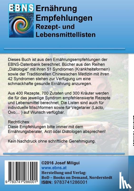 Miligui, Josef - Ernahrung - Leichte Vollkost