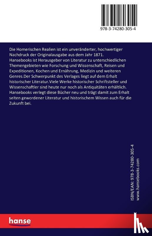 Buchholz, Dr E - Die Homerischen Realien