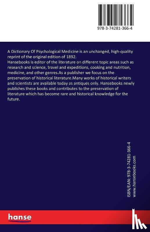 Tuke, Daniel Hack - A Dictionary Of Psychological Medicine