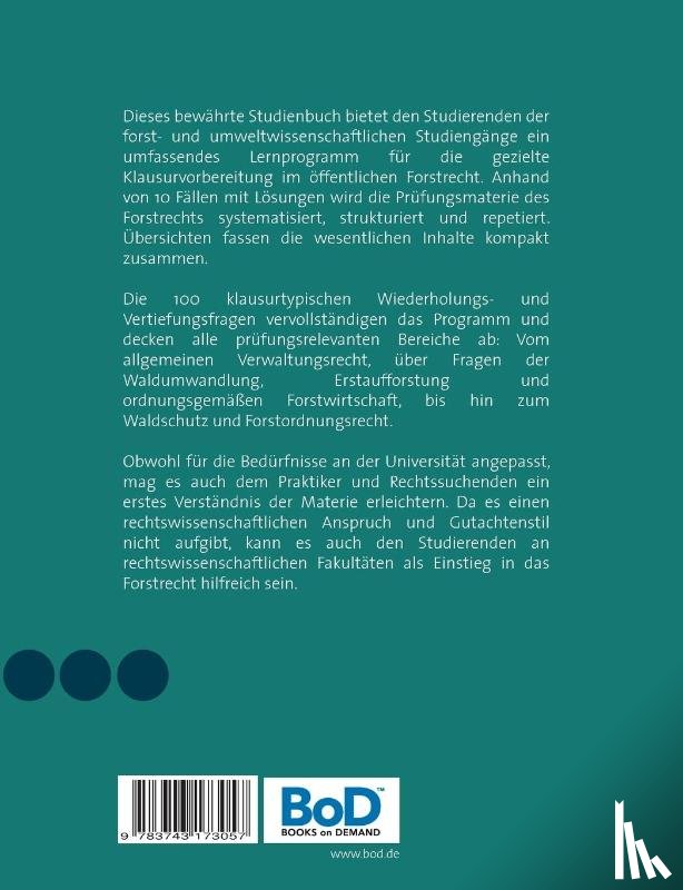 Eberl, Justus - Niedersachsisches Forstrecht. Studienbuch fur Anfanger