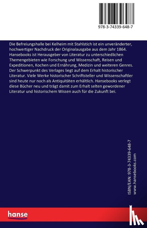Weininger, Hans - Die Befreiungshalle bei Kelheim mit Stahlstich