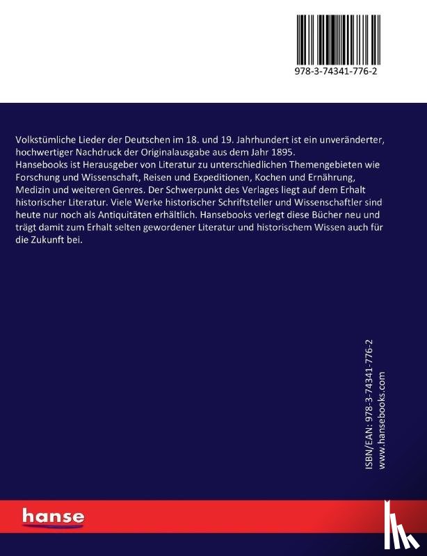 Boehme, Franz Magnus - Volkstumliche Lieder der Deutschen im 18. und 19. Jahrhundert