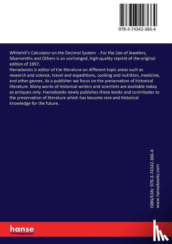 Whitehill, W - Whitehill's Calculator on the Decimal System