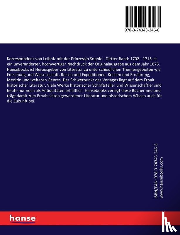Freiherr Von Leibniz, Gottfried W - Korrespondenz von Leibniz mit der Prinzessin Sophie