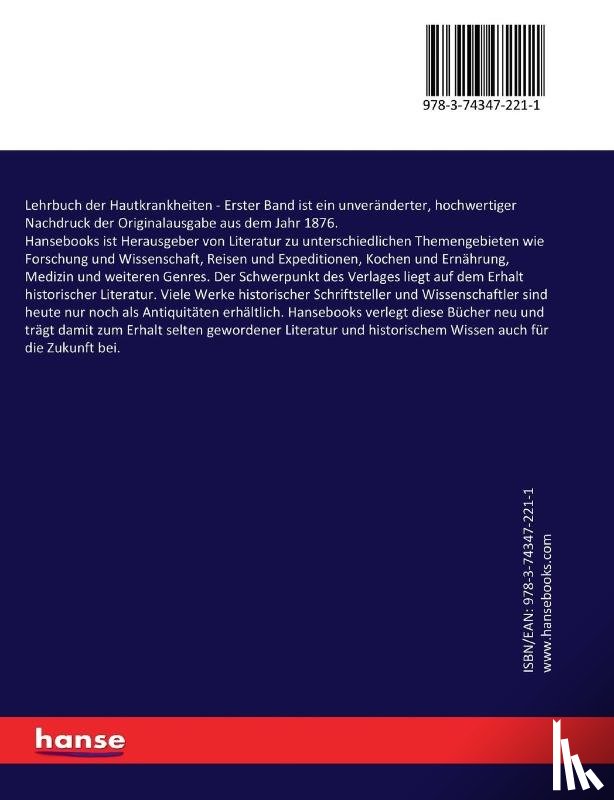 Hebra, Ferdinand, Kaposi, Moriz - Lehrbuch der Hautkrankheiten