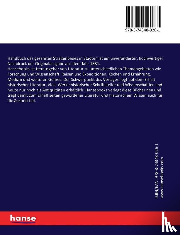 Kruger, Richard - Handbuch des gesamten Strassenbaues in Stadten