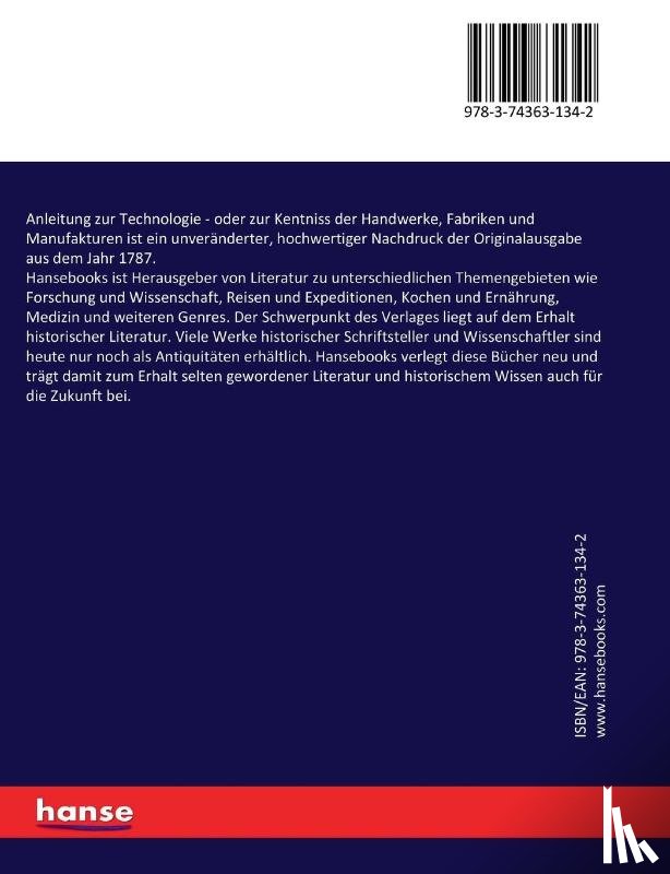 Beckmann, Johann - Anleitung zur Technologie