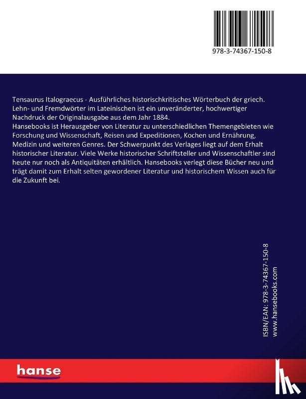 Saalfeld, Gunther Alexander Ernst Adolf - Tensaurus Italograecus