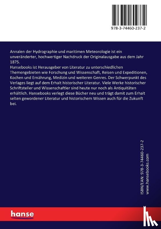 Anonymous - Annalen der Hydrographie und maritimen Meteorologie