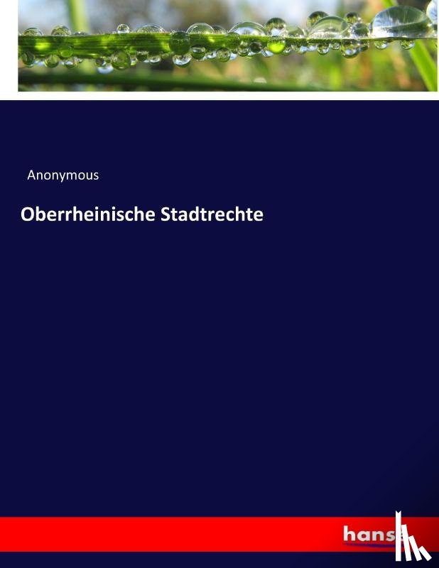 Anonymous - Oberrheinische Stadtrechte